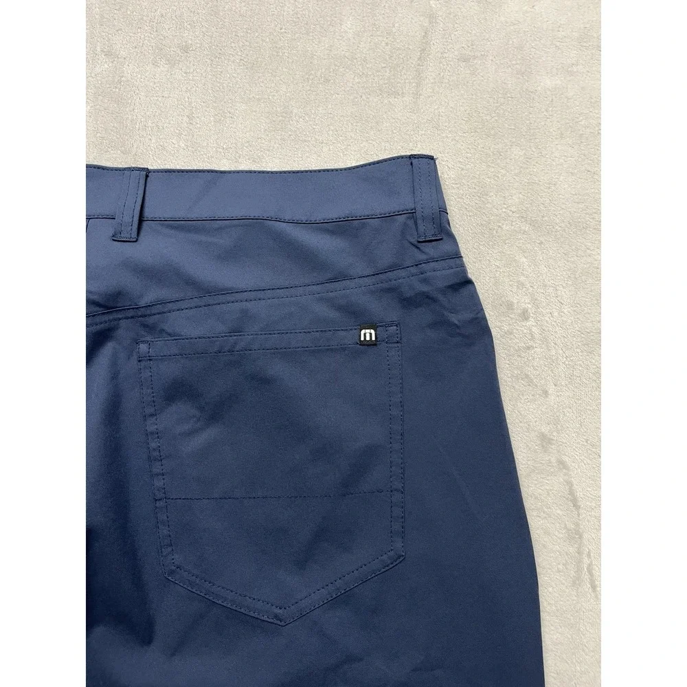 Travis Mathew Trevino Pants Men 34x31.5 Navy 5-Pockets Stretch Tapered Leg Golf